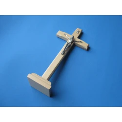 Krzyż stojący drewniany jasny brąz 22 cm